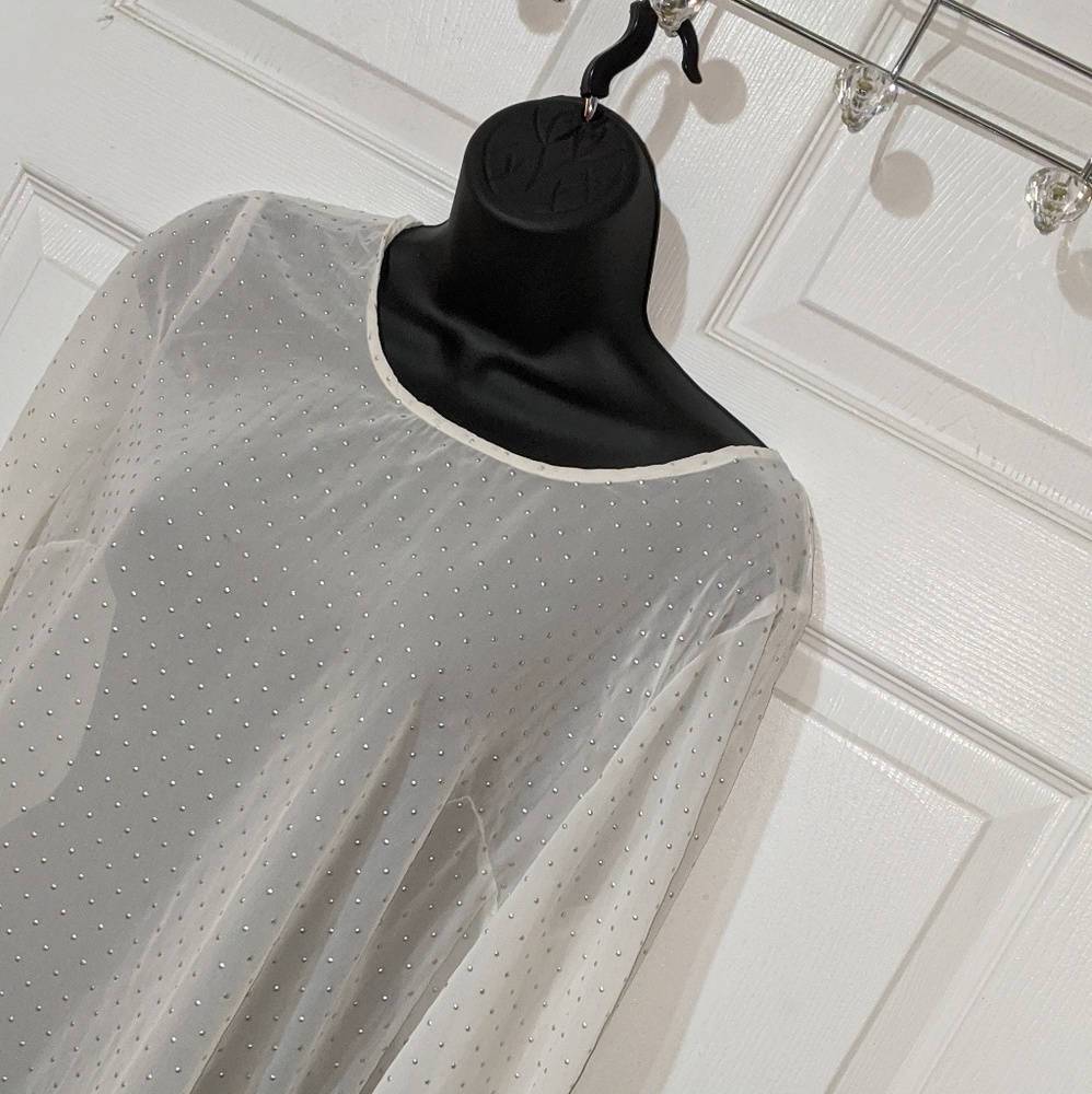 Sheer Long Sleeve Dot Blouse✨